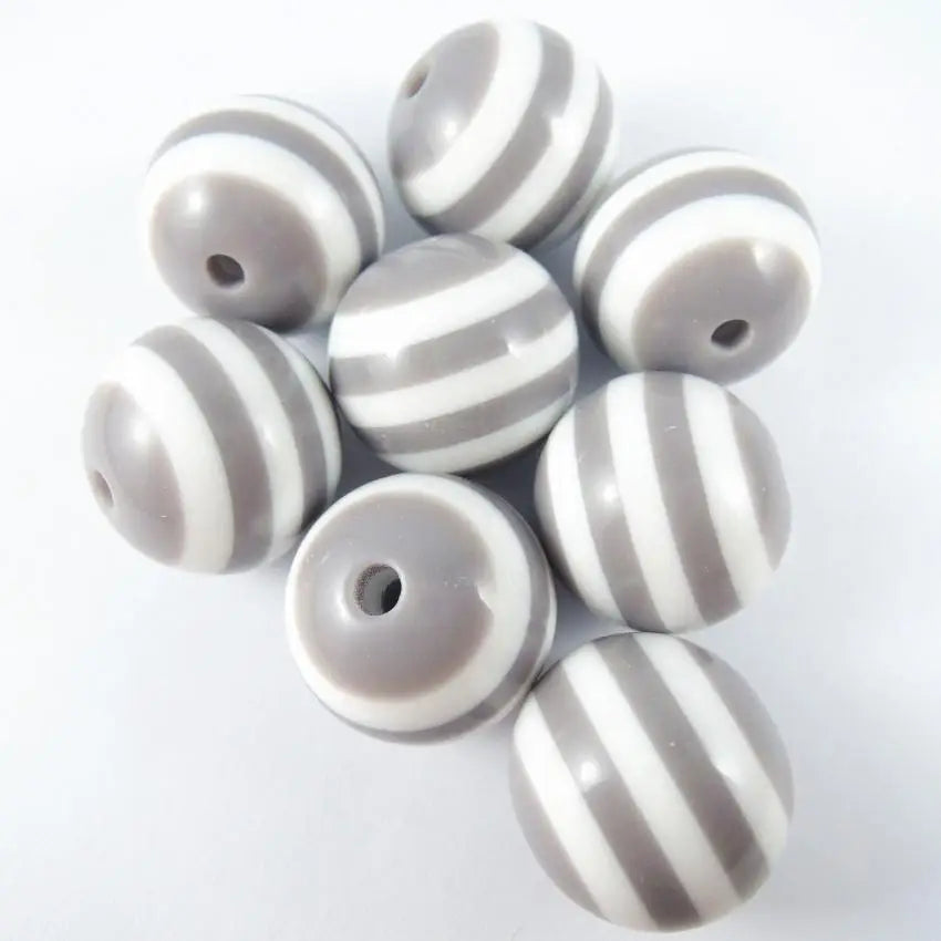 Colorful Acrylic Resin Spacer Beads Round Shape Mixed Stripe Pattern