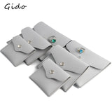 Silver Grey Jewelry Bag PU Leather Packaging Gift Bag