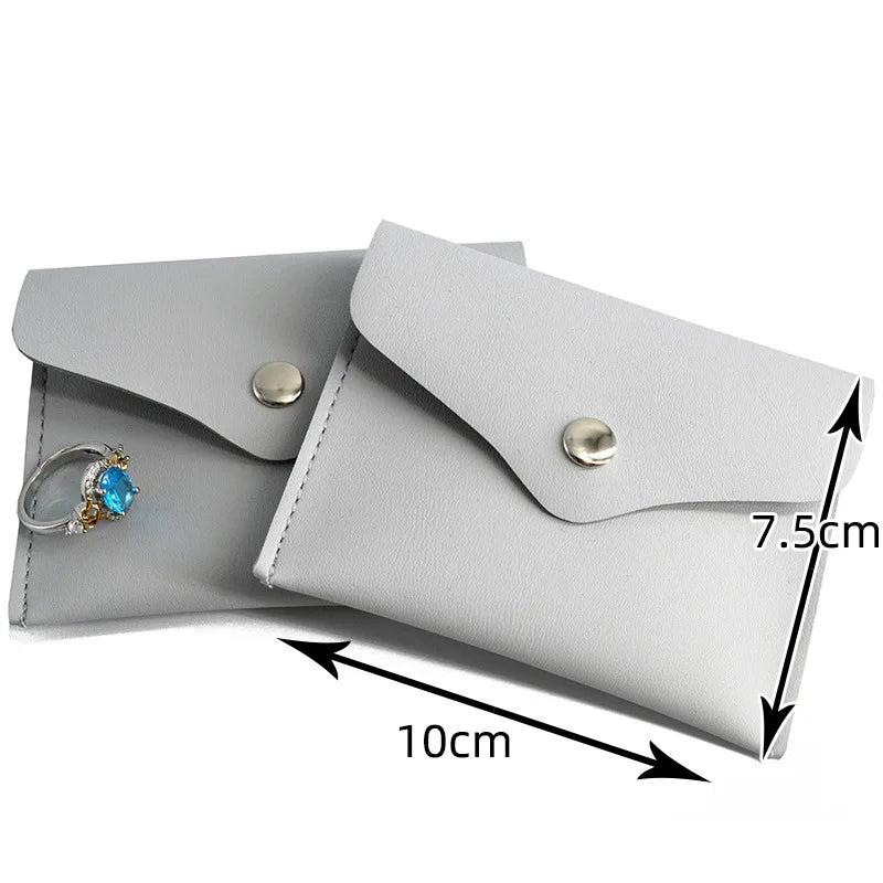Silver Grey Jewelry Bag PU Leather Packaging Gift Bag