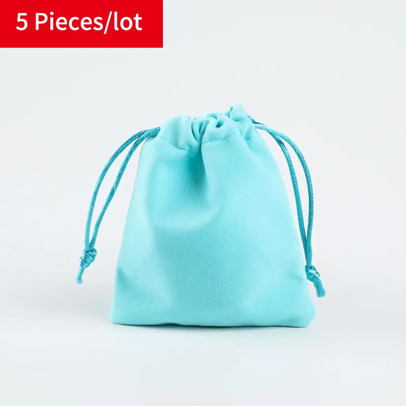 Flannel Solid Drawstring Jewelry Bag in Sugar Melon Pink