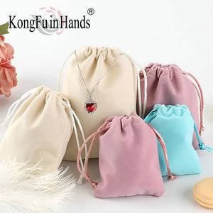 Flannel Solid Drawstring Jewelry Bag in Sugar Melon Pink