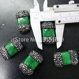 Vintage Green Dyeing Jade Beads Rhinestone Palace Jewelry DIY