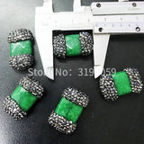 Vintage Green Dyeing Jade Beads Rhinestone Palace Jewelry DIY