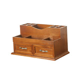 Rustic 3 Layer Jewelry Box 2 Drawer Crafts Retro Handle Desk Storage Box