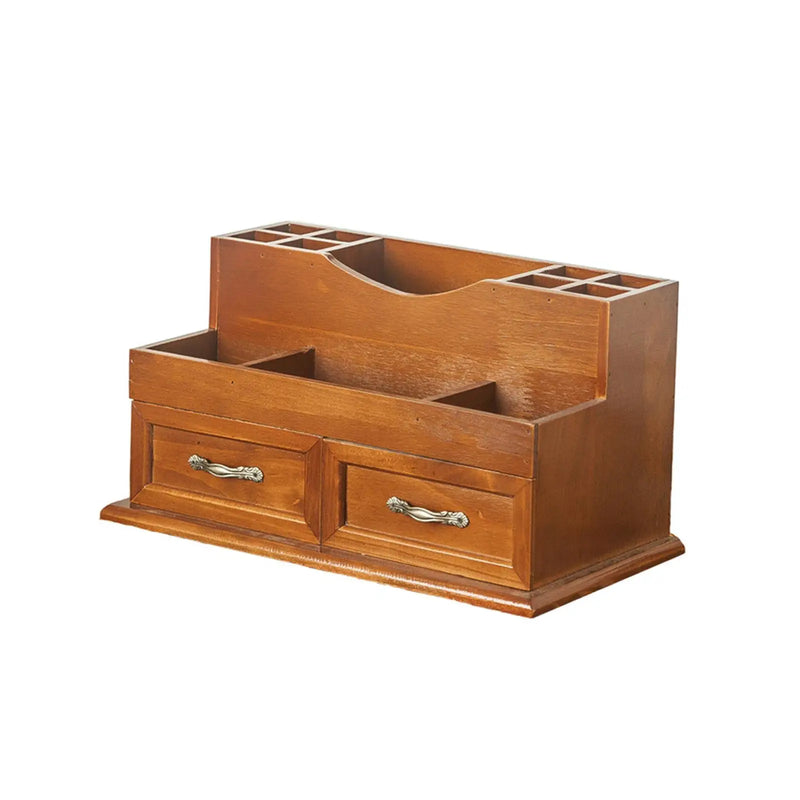 Rustic 3 Layer Jewelry Box 2 Drawer Crafts Retro Handle Desk Storage Box