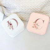 Alphabet Rose Flower Jewelry Box Travel Case