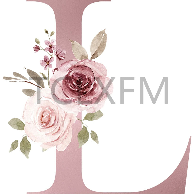 Alphabet Rose Flower Jewelry Box Travel Case
