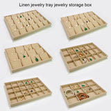 Jewelry Box Display Tray Earrings Holder Flax Retro Fine Workmanship Organizer