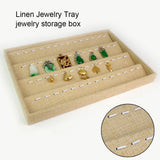 Jewelry Box Display Tray Earrings Holder Flax Retro Fine Workmanship Organizer