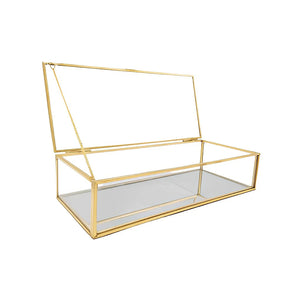 Antique Jewelry Box Glass Organizer for Earrings Necklaces Bracelet