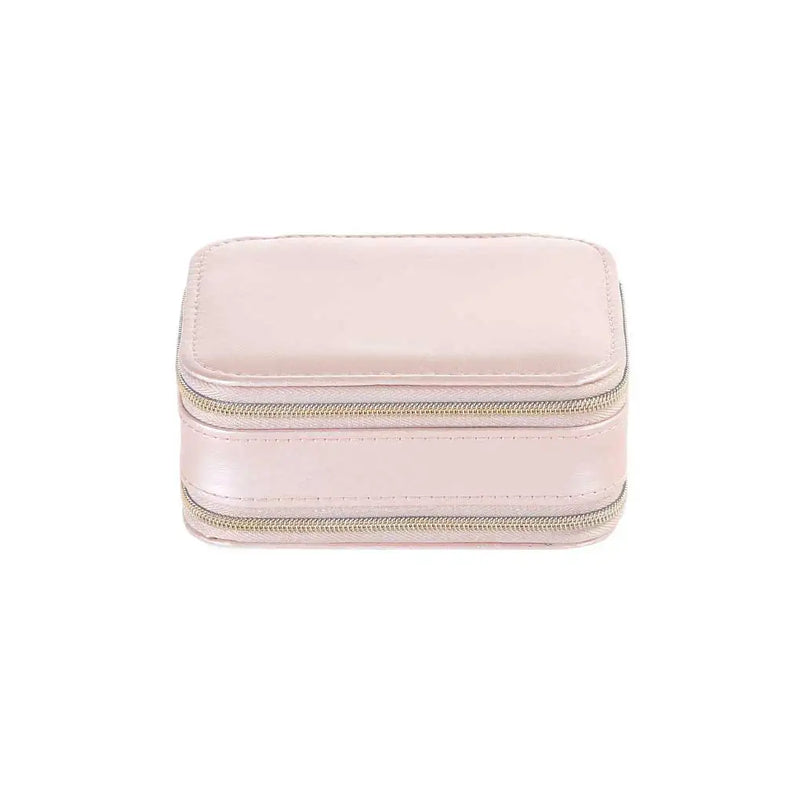 Leather Jewelry Box Double Zippers Storage Smooth Holder