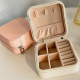 Leather Jewelry Box Organizer Travel Case Locket Necklace Earring Ring Holder