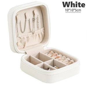Leather Jewelry Box Organizer Travel Case Locket Necklace Earring Ring Holder