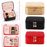 Travel Jewelry Case Organizer Zipper Leather Storage
