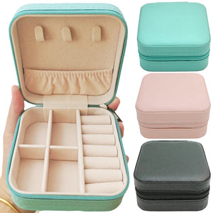 Portable Leather Jewelry Organizer Box Travel Jewelry Case