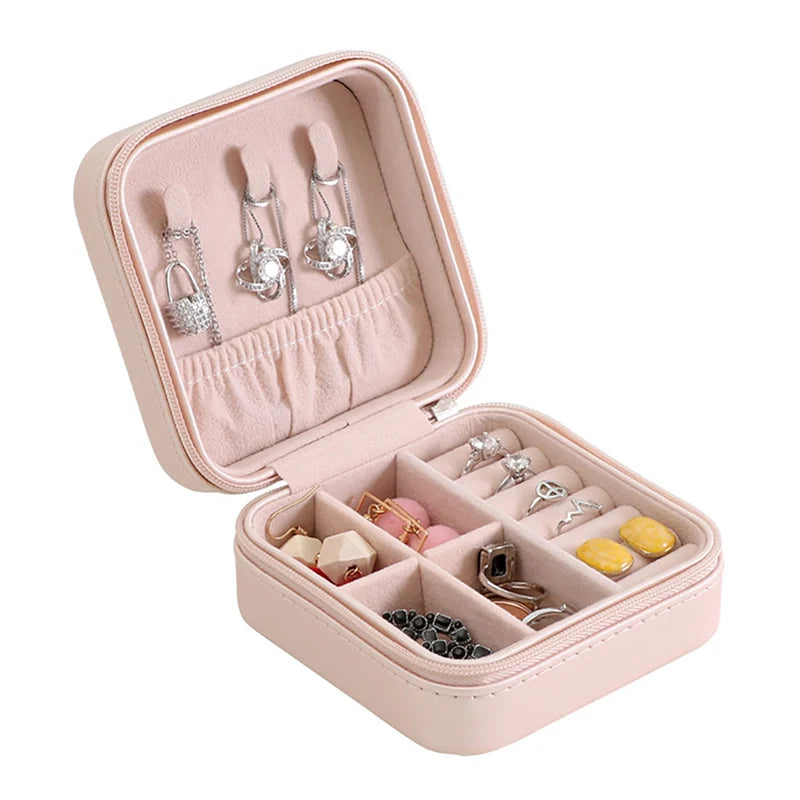 Portable Jewelry Box Earring Holder Zipper Travel Case