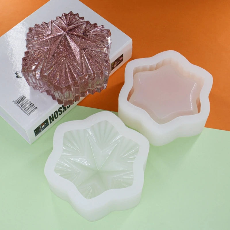 Resin Mold Jewelry Box with Lid Pentagram DIY Craft Storage