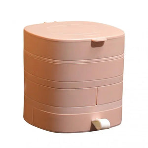Rotating Jewelry Box Earrings Rings Storage Case