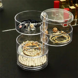 Rotating Jewelry Box Earrings Rings Storage Case