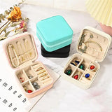 Square Travel Jewelry Box Earing Carrying Organizer Display Leather Box