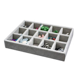 Gray Velvet Jewelry Box Tray Organizer Rings Earrings Pendants Storage