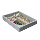 Gray Velvet Jewelry Box Tray Organizer Rings Earrings Pendants Storage