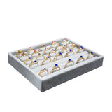 Gray Velvet Jewelry Box Tray Organizer Rings Earrings Pendants Storage