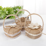 Burlap Flower Basket Ring Box Romantic Wedding Ring Storage