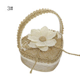 Burlap Flower Basket Ring Box Romantic Wedding Ring Storage