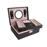 Velvet Lid Wooden Jewelry Box with Compartments