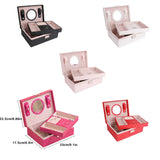 Velvet Lid Wooden Jewelry Box with Compartments