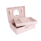 Velvet Lid Wooden Jewelry Box with Compartments