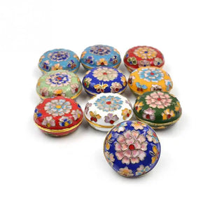 Vintage Floral Enamel Cloisonne Jewelry Box Small Ring Earrings Storage