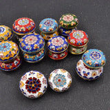 Vintage Floral Enamel Cloisonne Jewelry Box Small Ring Earrings Storage