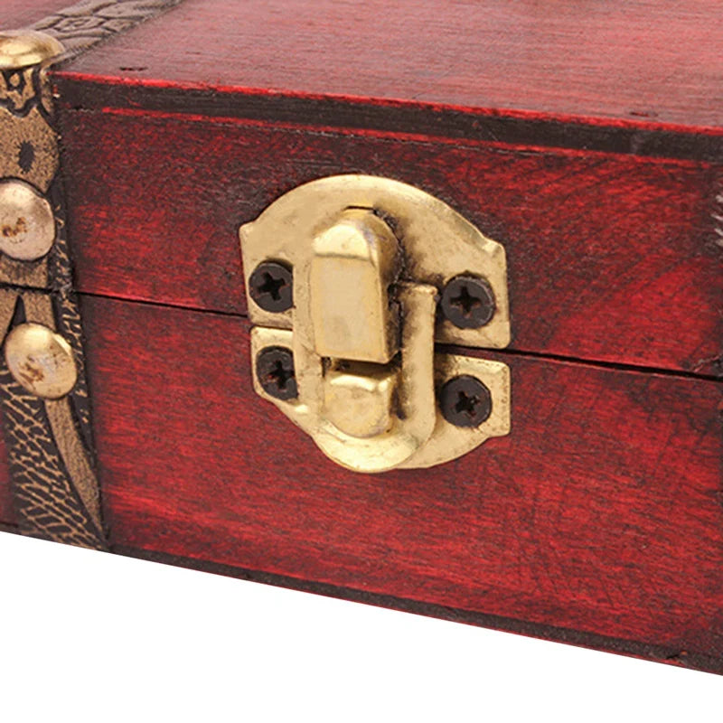 Vintage Wooden Jewelry Box with Mini Metal Lock