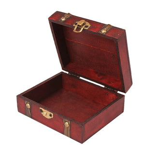 Vintage Wooden Jewelry Box with Mini Metal Lock