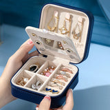 Travel Jewelry Box Organizer with Mirror - Leather Storage Case