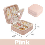 Travel Jewelry Box Organizer with Mirror - Leather Storage Case