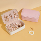Leather Jewelry Box Organizer Travel Case Earrings Rings Makeup Necklace Pouch