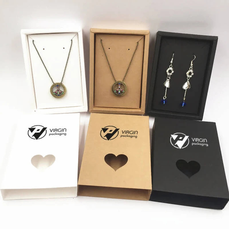High Paper Jewelry Box Necklace Ring Boxes with Ribbon