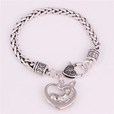 Chihuahua Shape Bangle & Heart Pattern Bracelet Dog Lover