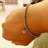 Eternal Love Beaded Bracelet w/ Double Heart Charm