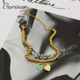 Eternal Love Beaded Bracelet w/ Double Heart Charm