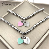 Eternal Love Beaded Bracelet w/ Double Heart Charm