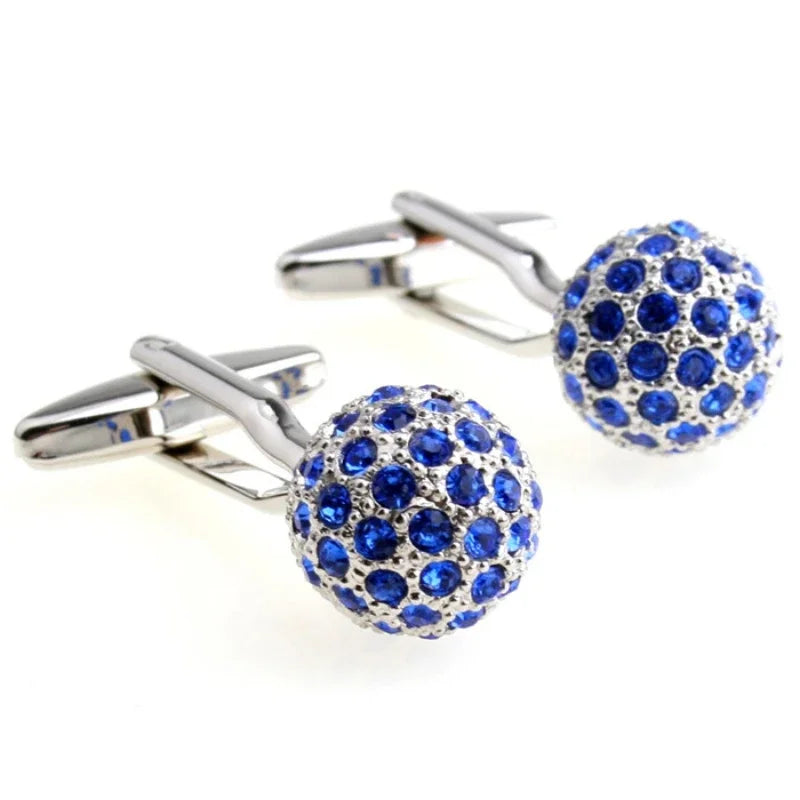 Crystal Ball Cuff link Buttons High Shirt Cufflinks for Men