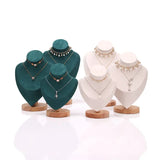 Jewelry Bust Display Stand Necklace Mannequin Model Wooden Base