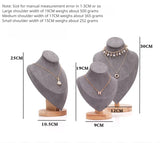 Jewelry Bust Display Stand Necklace Mannequin Model Wooden Base