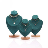 Jewelry Bust Display Stand Necklace Mannequin Model Wooden Base