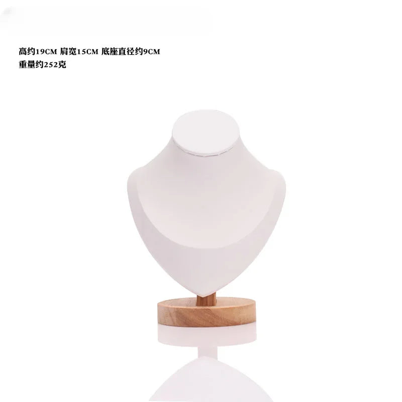 Jewelry Bust Display Stand Necklace Mannequin Model Wooden Base