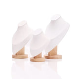 Jewelry Bust Display Stand Necklace Mannequin Model Wooden Base